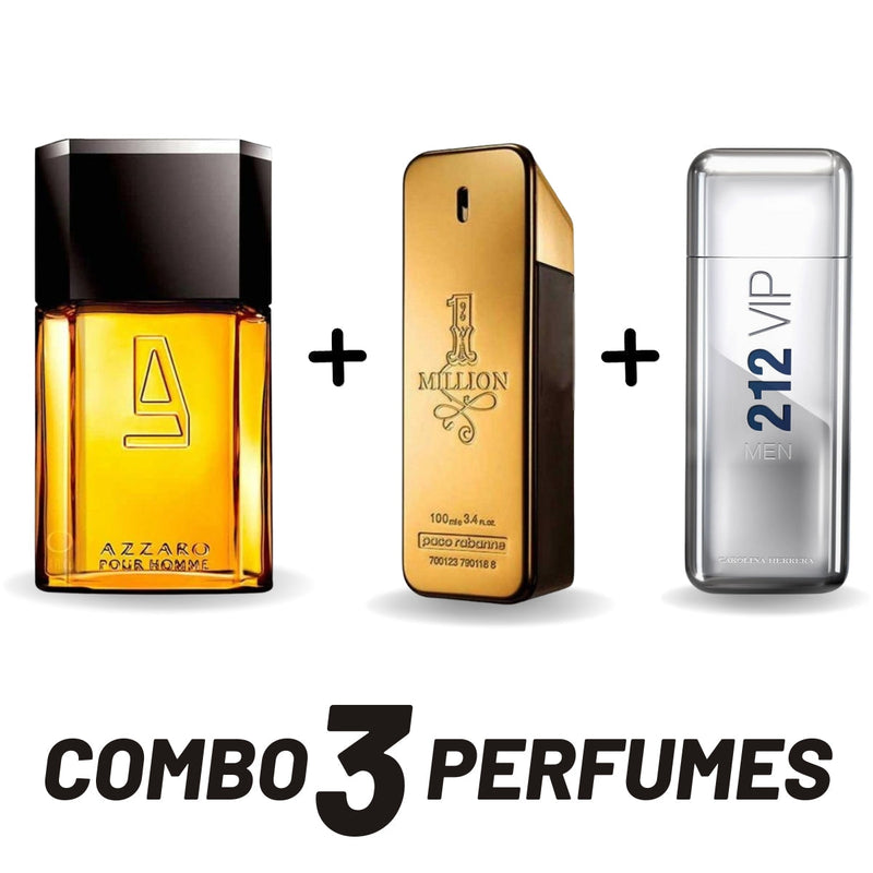 Combo Azzaro + 1 Million + 212 Vip Men - Frete Grátis - Envio Imediato