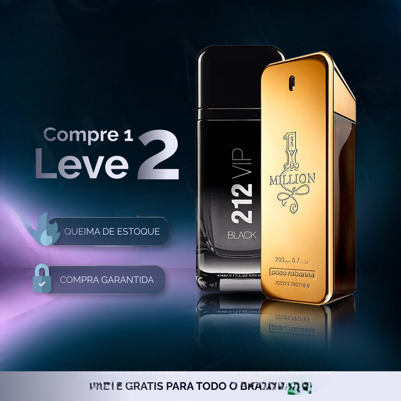 Compre 1 Leve 2 Perfumes Masculinos Importados (100ml) - 1 million, 212 vip [QUEIMA DE ESTOQUE]